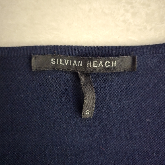 Silvian Heach Sequin and Satin Cardigan Sweater with Waist Tie - Blue - Small - Picture 4 of 4